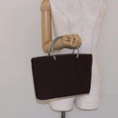 CHANEL Hand Bag Nylon Brown Silver CC Auth bs28458-25