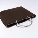 CHANEL Hand Bag Nylon Brown Silver CC Auth bs28458-6