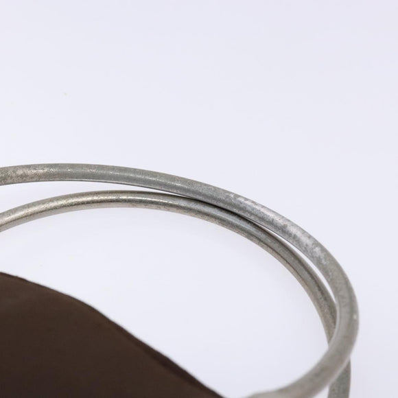 CHANEL Hand Bag Nylon Brown Silver CC Auth bs28458