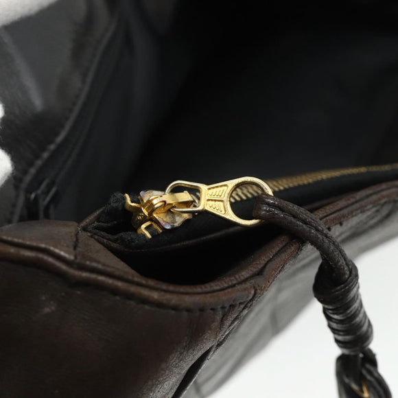 CHANEL Matelasse Tote Bag Leather Brown Gold CC Auth bs28459