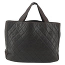 CHANEL Matelasse Tote Bag Leather Brown Gold CC Auth bs28459-2