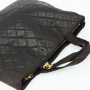 CHANEL Matelasse Tote Bag Leather Brown Gold CC Auth bs28459-6