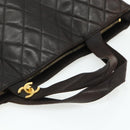 CHANEL Matelasse Tote Bag Leather Brown Gold CC Auth bs28459-7