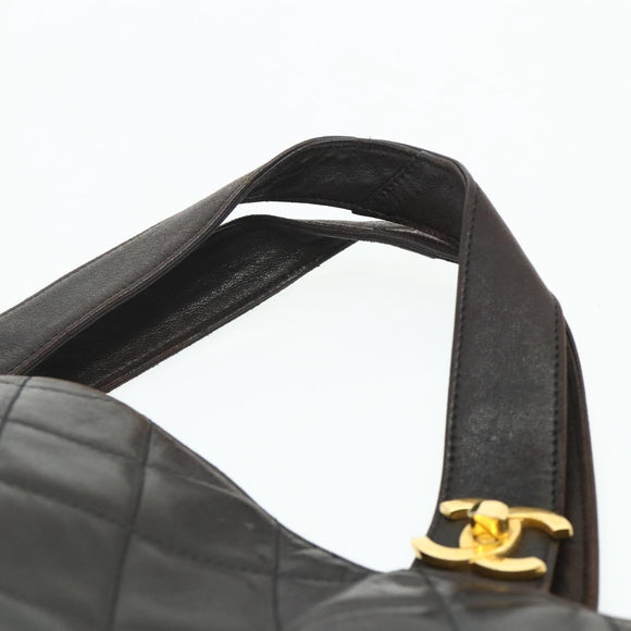 CHANEL Matelasse Tote Bag Leather Brown Gold CC Auth bs28459