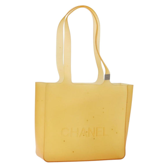 CHANEL Tote Bag Rubber Brown CC Auth bs28460