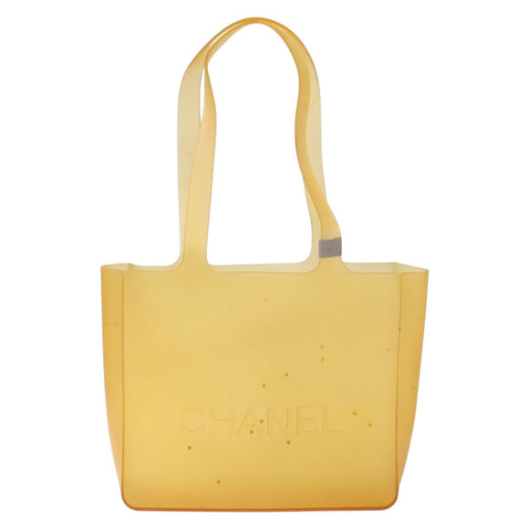 CHANEL Tote Bag Rubber Brown CC Auth bs28460