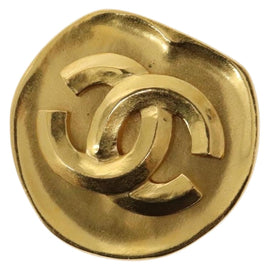 CHANEL Brooch Metal Gold CC Auth bs28462V