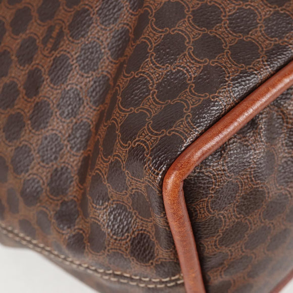 CELINE Macadam Canvas Shoulder Bag PVC Leather Brown Gold Auth bs28465