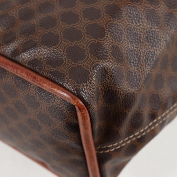 CELINE Macadam Canvas Shoulder Bag PVC Leather Brown Gold Auth bs28465