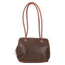 CELINE Macadam Canvas Shoulder Bag PVC Leather Brown Gold Auth bs28465-13