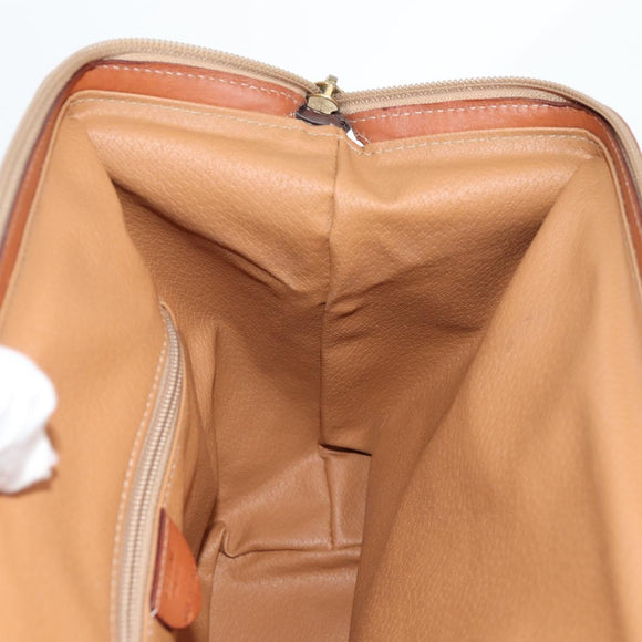 CELINE Macadam Canvas Shoulder Bag PVC Leather Brown Gold Auth bs28465