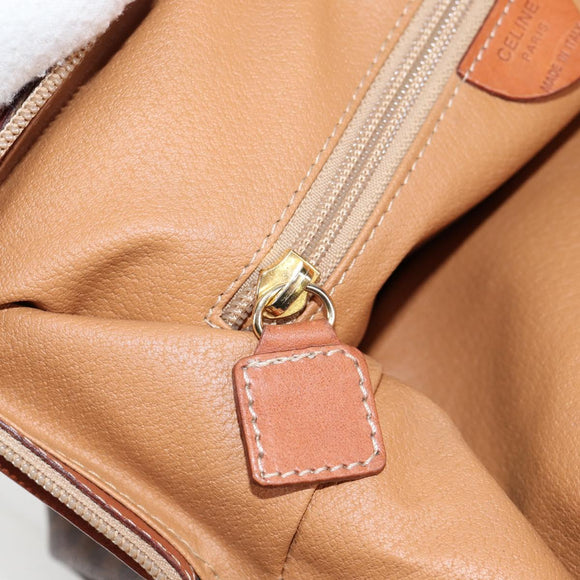 CELINE Macadam Canvas Shoulder Bag PVC Leather Brown Gold Auth bs28465