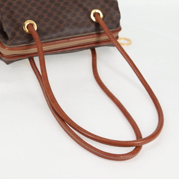 CELINE Macadam Canvas Shoulder Bag PVC Leather Brown Gold Auth bs28465