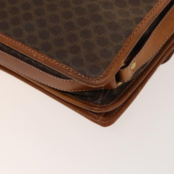 CELINE Macadam Canvas Shoulder Bag PVC Leather Brown Gold Auth bs28466