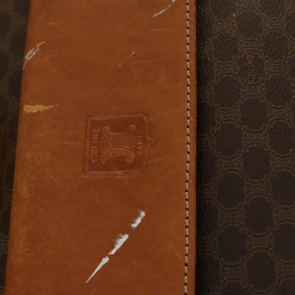 CELINE Macadam Canvas Shoulder Bag PVC Leather Brown Gold Auth bs28466