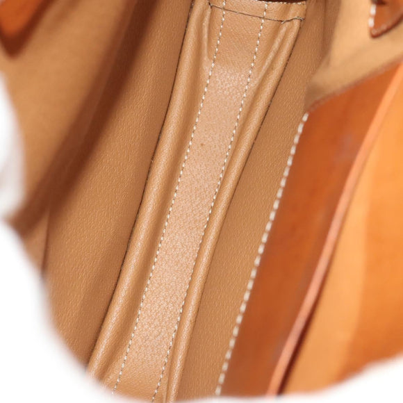 CELINE Macadam Canvas Shoulder Bag PVC Leather Brown Gold Auth bs28466