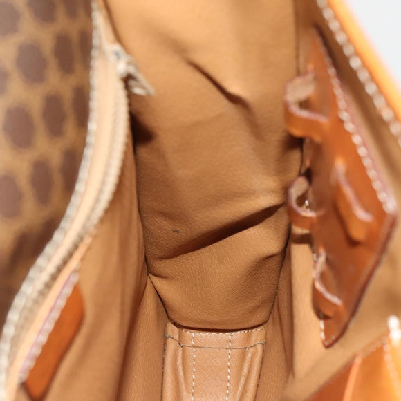 CELINE Macadam Canvas Shoulder Bag PVC Leather Brown Gold Auth bs28466