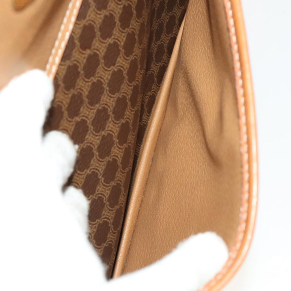 CELINE Macadam Canvas Shoulder Bag PVC Leather Brown Gold Auth bs28466