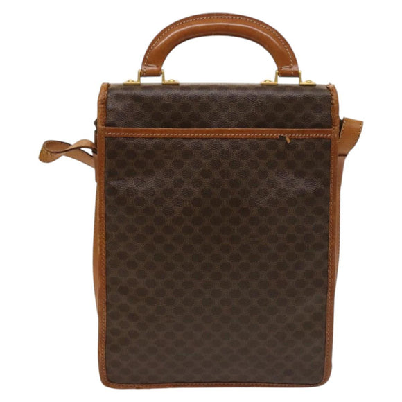 CELINE Macadam Canvas Shoulder Bag PVC Leather Brown Gold Auth bs28466