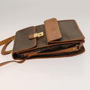 CELINE Macadam Canvas Shoulder Bag PVC Leather Brown Gold Auth bs28466-4