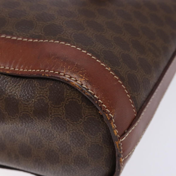 CELINE Macadam Canvas Shoulder Bag PVC Leather Brown Gold Auth bs28467