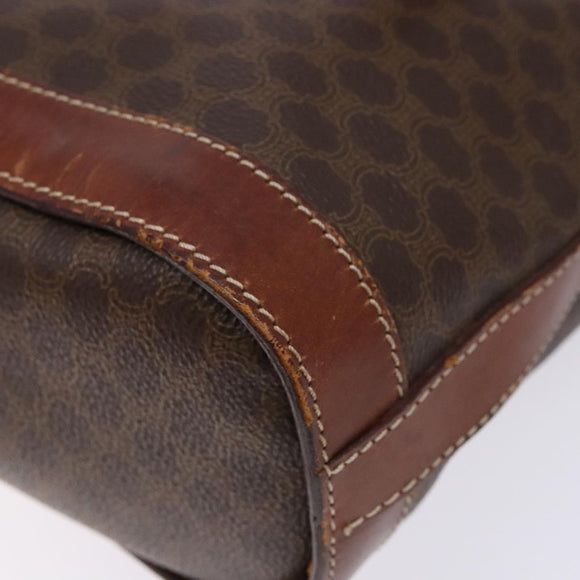 CELINE Macadam Canvas Shoulder Bag PVC Leather Brown Gold Auth bs28467