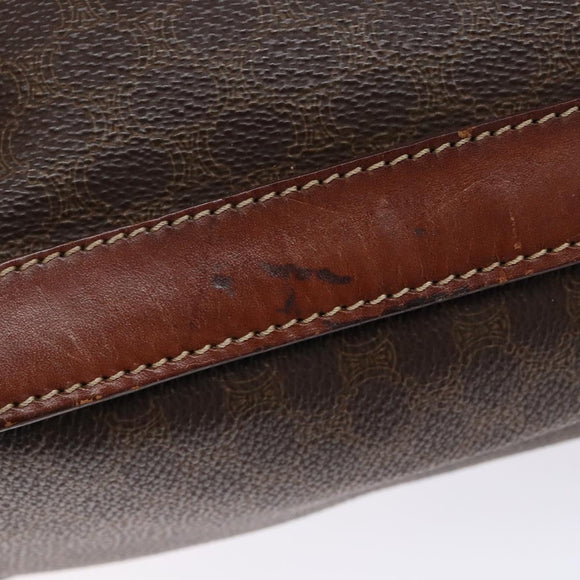 CELINE Macadam Canvas Shoulder Bag PVC Leather Brown Gold Auth bs28467