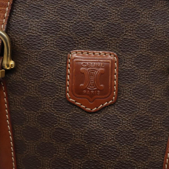 CELINE Macadam Canvas Shoulder Bag PVC Leather Brown Gold Auth bs28467