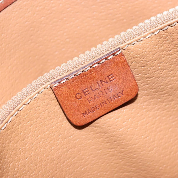 CELINE Macadam Canvas Shoulder Bag PVC Leather Brown Gold Auth bs28467