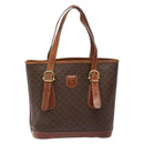 CELINE Macadam Canvas Shoulder Bag PVC Leather Brown Gold Auth bs28467-13