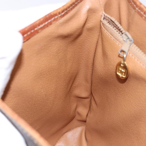 CELINE Macadam Canvas Shoulder Bag PVC Leather Brown Gold Auth bs28467