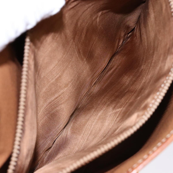 CELINE Macadam Canvas Shoulder Bag PVC Leather Brown Gold Auth bs28467