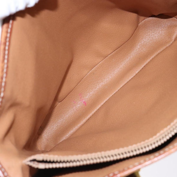 CELINE Macadam Canvas Shoulder Bag PVC Leather Brown Gold Auth bs28467