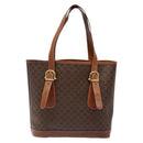 CELINE Macadam Canvas Shoulder Bag PVC Leather Brown Gold Auth bs28467-2