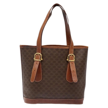 CELINE Macadam Canvas Shoulder Bag PVC Leather Brown Gold Auth bs28467 - 0