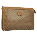 CELINE Macadam Canvas Clutch Bag PVC Beige Gold Auth bs28469-1