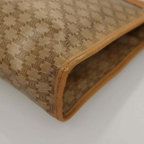 CELINE Macadam Canvas Clutch Bag PVC Beige Gold Auth bs28469