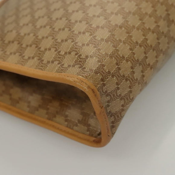 CELINE Macadam Canvas Clutch Bag PVC Beige Gold Auth bs28469