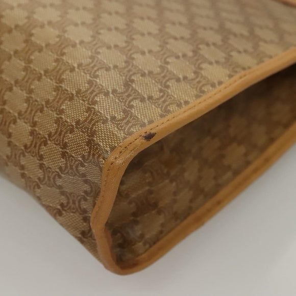 CELINE Macadam Canvas Clutch Bag PVC Beige Gold Auth bs28469