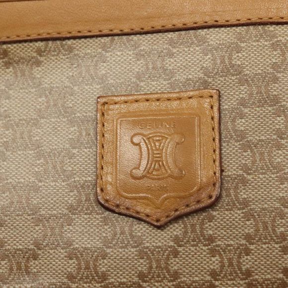 CELINE Macadam Canvas Clutch Bag PVC Beige Gold Auth bs28469
