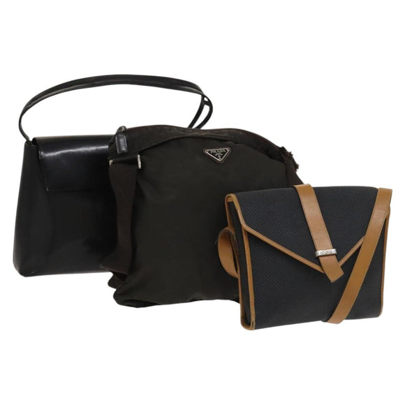 SAINT LAURENT PRADA Givenchy Bag PVC nylon 3Set Black Khaki Auth bs28472