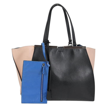 FENDI Toilojour Tote Bag Leather Black Silver Auth bs28474