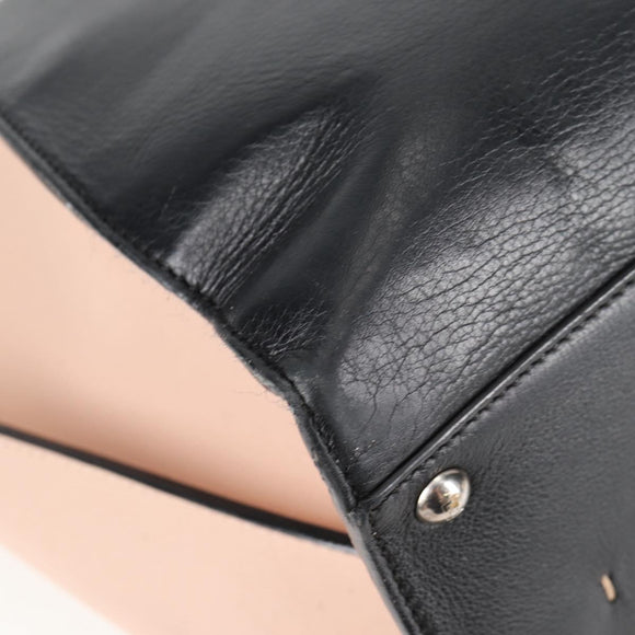 FENDI Toilojour Tote Bag Leather Black Silver Auth bs28474