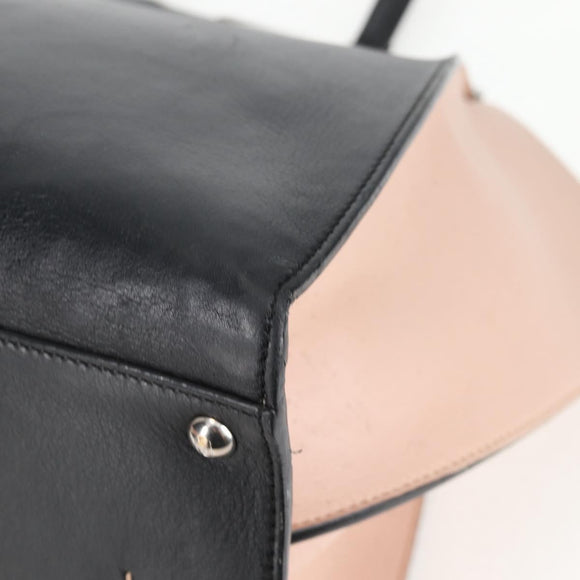 FENDI Toilojour Tote Bag Leather Black Silver Auth bs28474