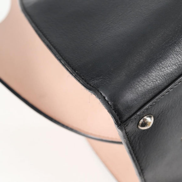 FENDI Toilojour Tote Bag Leather Black Silver Auth bs28474