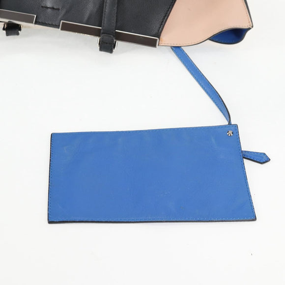 FENDI Toilojour Tote Bag Leather Black Silver Auth bs28474