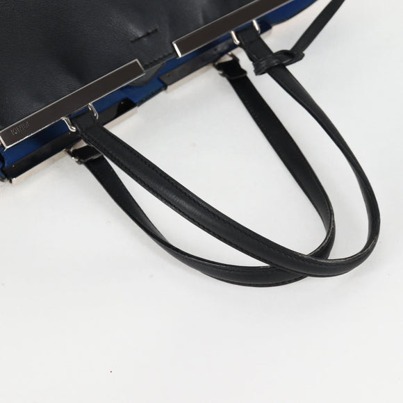 FENDI Toilojour Tote Bag Leather Black Silver Auth bs28474