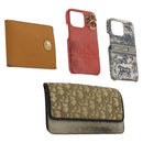 Christian Dior Trotter Canvas Wallet Leather 4Set Pink Navy Brown Auth bs28476-1