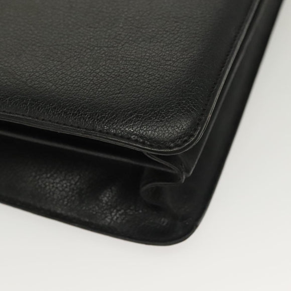 Salvatore Ferragamo Business Bag Leather Black Gold Auth bs28482