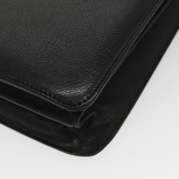 Salvatore Ferragamo Business Bag Leather Black Gold Auth bs28482